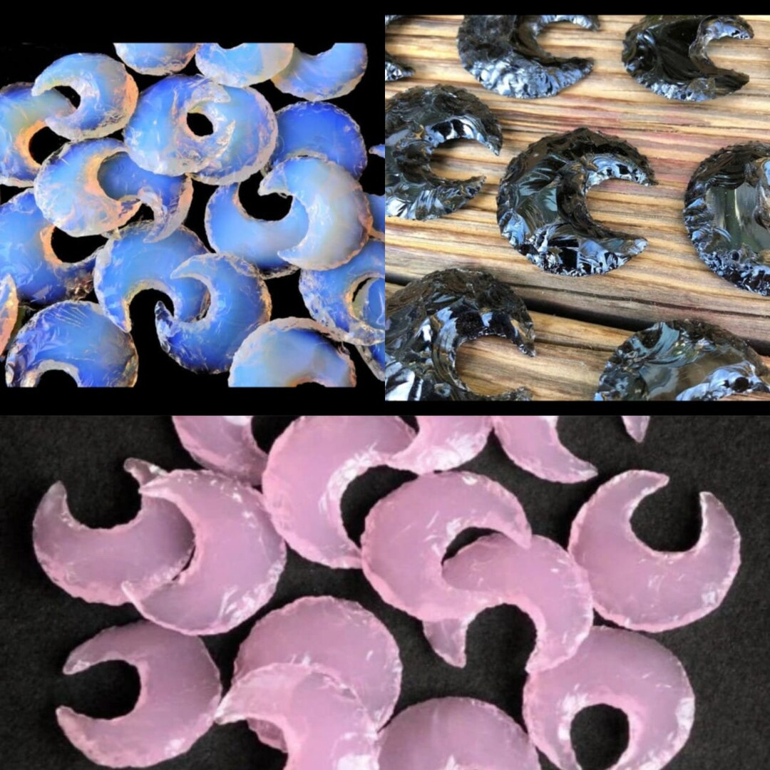 Opalite Moon Crystal, Carved Moon Crystal, Crescent Moon, Healing