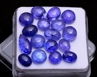Natural Tanzanite Cabochons Lot, Mix Shape (6x6-11x5mm), 29.00 Carat