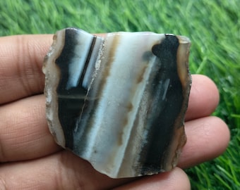 Schwarze gebänderte Onyx polierte Scheibe, Rohstück, Schmuckherstellung