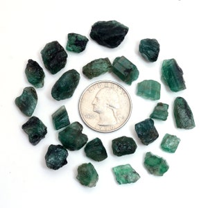 10Pcs Natrual Emerald Untreated/Earth Mined Emerald/AAA Emerald Green Stone/Emerald Rough Stones/Raw Emerald Stone/Healing Minerals Stone