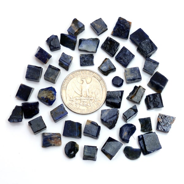 SODALITE ROUGH! 25 Pieces Rectanguler Box Shape 6mm-8mm Sodalite Cut Rough Unpolished Earth Mined Healing Crystal, Rough for jewelry