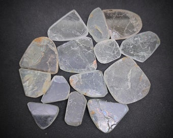 14 White Topaz Rough Slices, Raw Gemstone for Jewelry Making