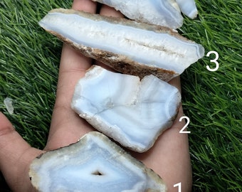 Raw Blue Lace Agate Slice | Druzy Geode Slab for Jewelry Making