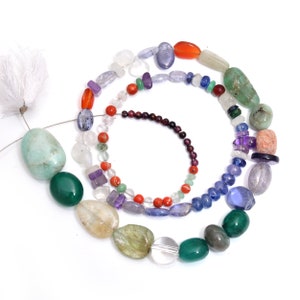 100% Natural Multi Gemstone Necklace Mix Gemstone Beads Jewelry Making Supply Rare Stock Multi Gemstone beads Necklace