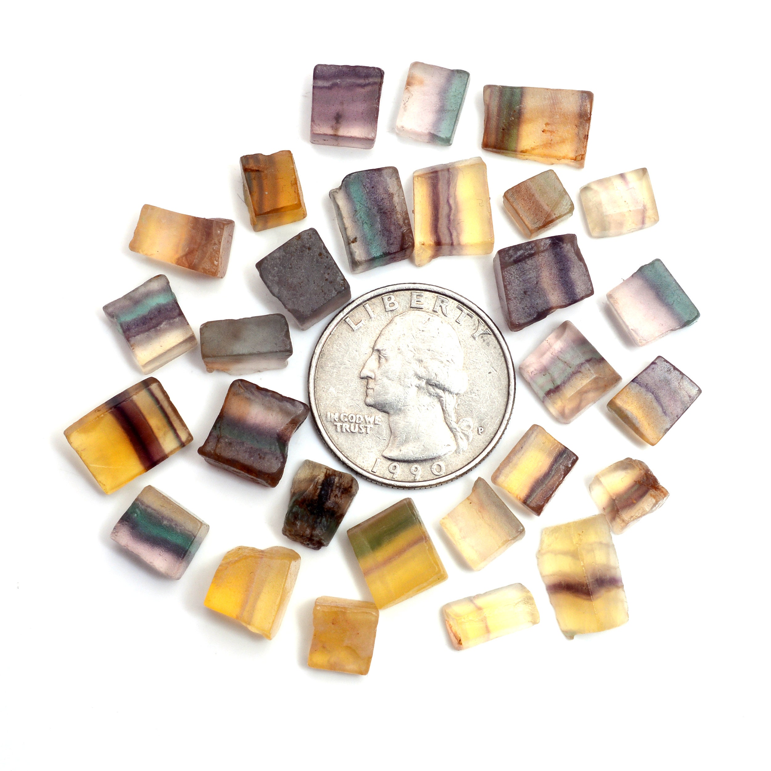 FLUORITE ROUGH! 5 Pieces Rectanguler Box Shape 6mm-10mm Multi Fluorite Cut Rough Unpolished Earth Mined Healing Crystal, Rough for jewelry