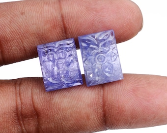 Natural Tanzanite Carved Gemstone, Rectangle Shape (16.40CT)