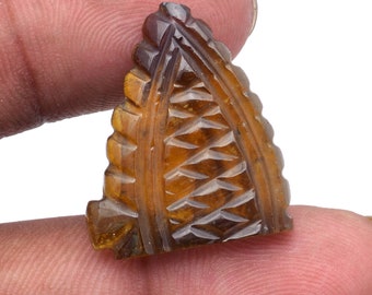 Yellow Tourmaline Leaf Carving, Natural Gemstone (17.50 Cts)