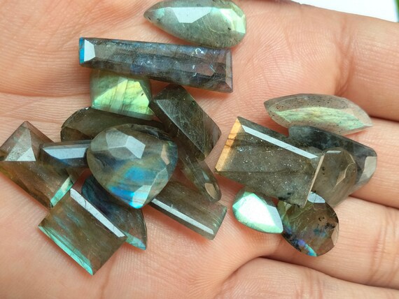 Labradorite Labradorite Faceted Gemstone Labradorite Stone Flat Back Labradorite Faceted Gemstone Labradorite Crystal Stone Etsy