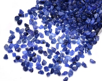 Natural 100 Pcs Blue Sapphire Raw Rough Blue Sapphire Raw Stone, Semi Precious Gemstone Sapphire Rough Blue Sapphire 3-5 MM Raw, Gemstone,