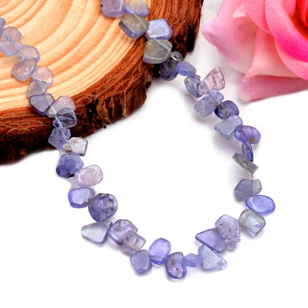 Perles polies non coupées en tanzanite bleue flashy 8.5 '' Strand