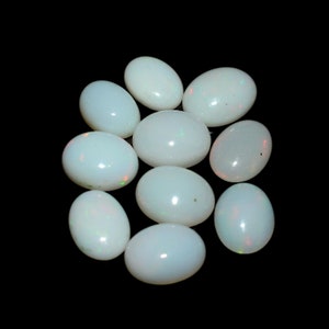 Natürliche weiße Opal ovale Form Cabochons lose Edelstein Lot 10 Stück 6,50 ct, Schmuck machen lose Cabochon Edelstein Lot