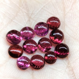 Aaa rodolite granada cabochão redondo 5x5mm natural rodolite granada cabochão redondo tamanho calibrado pedra preciosa solta para fazer jóias