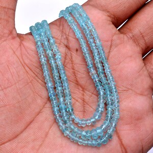 Natural Apatite Gemstone Rondelles, Semi Precious Beads Necklace 16&#39;&#39; Strand Natural Apatite Round Faceted Beads | Use In Jewelry Making