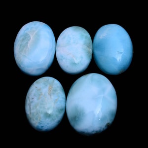 5 peças larimar top aaa + qualidade superior 16x12mm-21x16mm pedras preciosas de cabochão oval | Lote de cabochão oval oval Larimar de alta qualidade natural |