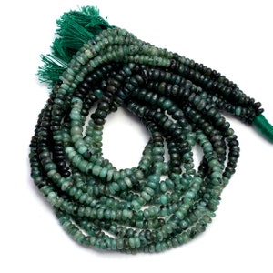 Schöne Smaragd Steinperle, 3 mm bis 4 mm runde Perle. Wunderschöne natürliche dunkel und hellgrüne Farbe Smaragd Edelsteinperle. Ganzer Strang 14 zoll
