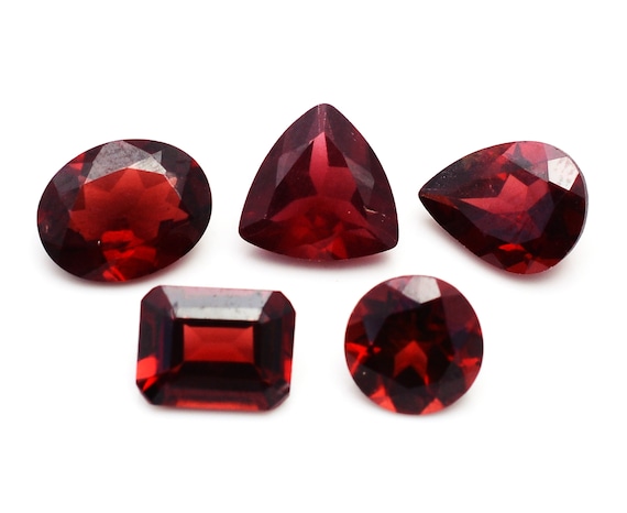 AAA+ Red Garnet Gemstone Mix Shape Cut Stone CT Natural Mozambique  Red Garnet Semi Precious Faceted Loose Cut Stone Lot 5pcs