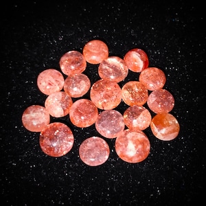 19 Stück 7 mm Sonnenstein Cabochon Runde Edelstein, Sonnenstein Runde Cabochon Edelstein, Orange Sonnenstein Cabochon Runde Lose Edelstein