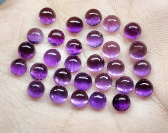 Natural Amethyst Round Shape Cabochon Flat Back AAA Quality Calibrated Loose Gemstones