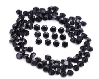 Lot De Spinelle Noir Naturel - Pierres Rondes Facettées 1mm - Qualité Excellente - Provenance Thaïlande/Inde - Pour Création De Bijoux