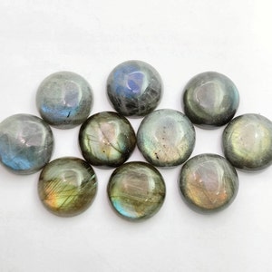 Round Labradorite Cabochon Gemstones Lot - Natural Fire Labradorite Cabochon in Only Round Shapes 18&#39;mm for your Round Jewelry Making