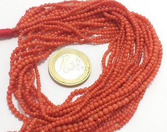 Natural Italian red Coral Ball Cabochon Loose Beads Cabs Ball Loose Gemstone Drill One Strand 2mm, 2.5mm,3mm 15&#39;&#39; Avg Around Beads 200