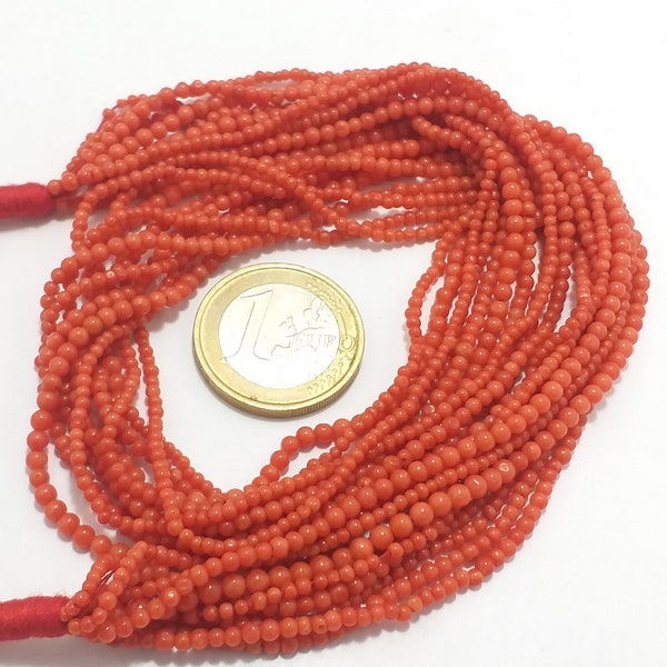 Natural Italian red Coral Ball Cabochon Loose Beads Cabs Ball Loose Gemstone Drill One Strand 2mm, 2.5mm,3mm 15'' Avg Around Beads 200