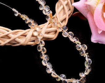 Cuentas de citrino en forma de corazón, joyería con gema facetada, hilo de 20 cm