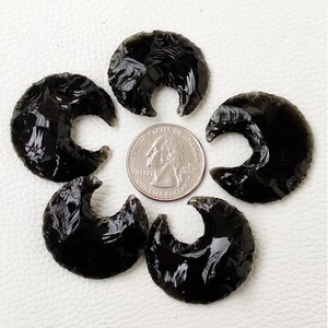 5 pcs Obsidian Crystal Crescent Moon, Black Healing Crystal Moon, Metaphysical Glass Crescent Moon Healing Crystal for Jewelry Making