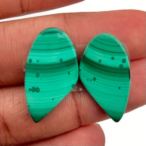 Matched pair malachite gemstone, malachite Butter Fly Pair Gemstone, Natural malachite cabochon gemstone, malachite loose stone 22.65 CT