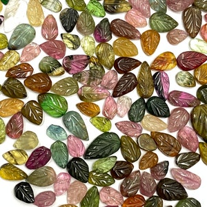 100% naturale bi tormalina splendida qualità AAA naturale multi tormalina foglia scolpita gemma sciolta, foglia intagliata per gioielli 5x3-8x5mm
