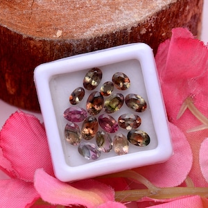 16 Pcs Lot, AAA Quality Tourmaline  Oval Cut Stone, Watermelon Tourmaline Loose, Faceted Loose Gemstone, Bi Tourmaline Cut Stone,Loose Stone