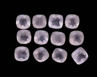 7x7mm Natural Pink Rose Quartz Square Cushion cut faceted loose gemstone for jewelry