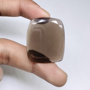 32.30 CT Natural Smoky Quartz Rectangle Cushion Faceted Gemstone Cabochon From Back Side.