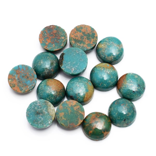 Natural Arizona Turquoise Round Shape Flat Back 8mm Calibrated Wholesale Loose Gemstone Cabochon Bulk Cabochon