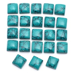 5 Stück AAA Howlite Türkis Quadrat Cabochon Größe 8x8MM Grün Howlite Türkis Flat back Calibrated Stone Lose Edelstein