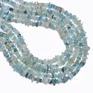 Natural Aquamarine Gemstone,Smooth Aquamarine Uncut Chips Beads,Size 3-10 MM Blue Aquamarine Making Jewelry March Birthstone 16inch long