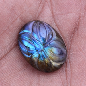 Pedra preciosa de cabochão esculpida à mão em cristal labradorita natural, lote de cabochão esculpido em labradorita natural por atacado para fazer jóias