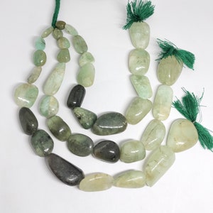 9 Inches RUSSIAN EMERALD SMOOTH Tumble Shape Natural Gemstone Plain Beads Line | Precious Stone Beads | Genuine Emerald Beads Strand