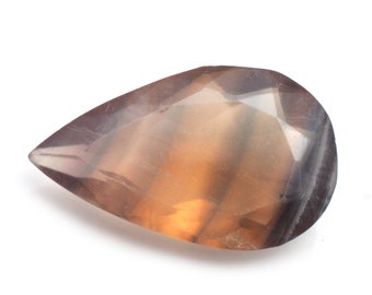 Natural Multi-Color Fluorite Pear Briolette, Faceted Gemstone