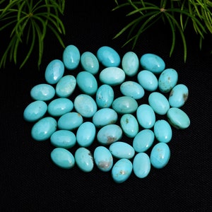 Cabochão turquesa natural de qualidade AAA, pedra preciosa oval calibrada com parte traseira plana disponível em todos os tamanhos calibrados de 6x4 mm, cabine perfeitamente no atacado