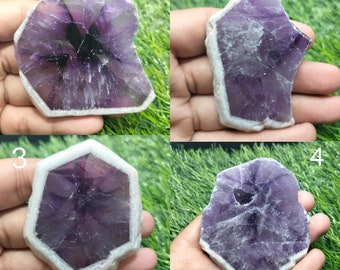 Amethyst Stone, Natural Trapiche Amethyst Slice, Trapiche Amethyst Slice For Jewelry Making Stone, Purple Amethyst Slab