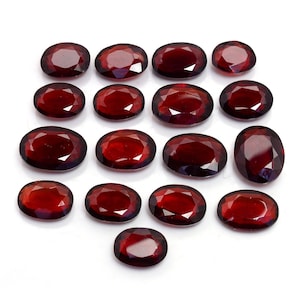 5 Pieces Natural Garnet Faceted Loose Gemstones Lot 10x8-15x10mm Oval Shape Garnet Gemstone Faceted Stones Cut Gems