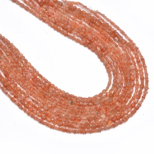 High Quality Grade A Natural Sunstone Semi-Precious Gemstone Tumbled Stone Nugget Pebble Beads- Sunstone Bead Necklace,