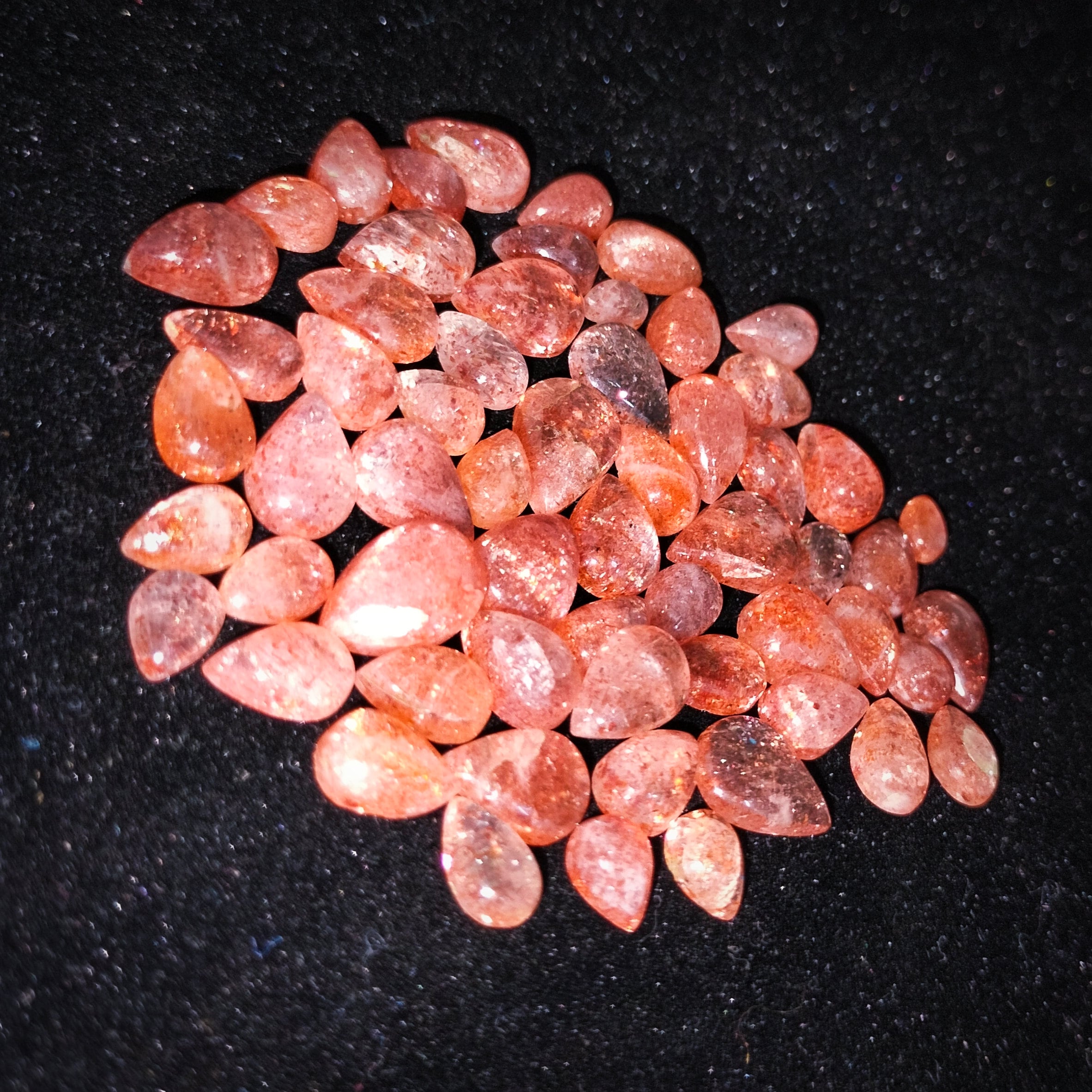 オレンジサンストーンカボション、ラウンドルースジェムストーン（7 x