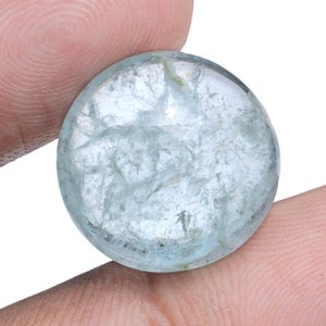 16.20 Cts Natural Aquamarine Round Shape Cabochon Loose Gemstone, Round Cut Aquamarine Faceted,Jewelry making Supply, Sicze 17.5Xc8 MM #AB20