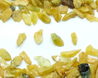 20 Natural Yellow Sapphire Raw Crystals, Untreated Rough Gemstones (5-10mm)