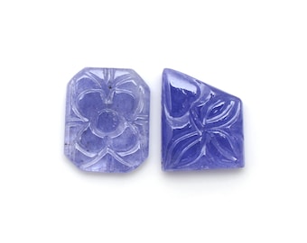 Carved Tanzanite Gemstones, Octagon & Fancy Cut, Tanzania, 8.95CT (2pcs)