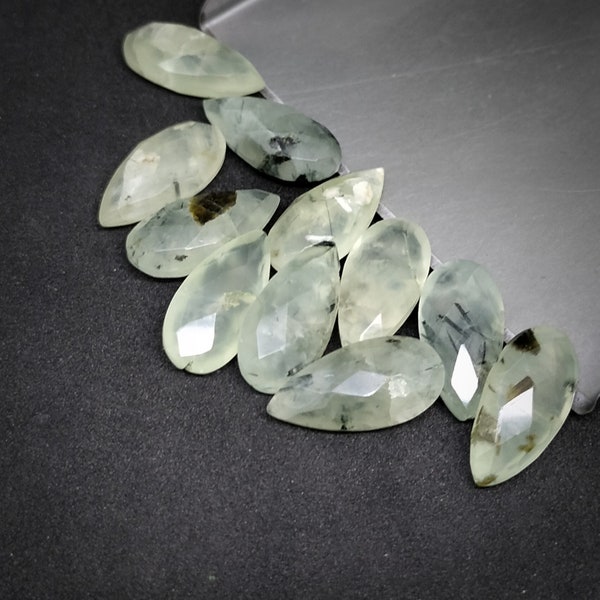 50 Pieces Prehnite Amazing AAA+ Quality Gemstone, Pear Faceted Both Side Briolette Calibrated Pear Stone Beading Supplies For Making Jewelry