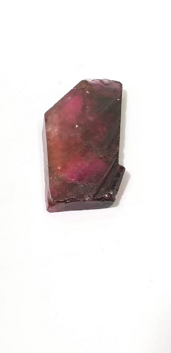 Bi-Color Tourmaline Rough Nugget, Unheated Pink Gemstone Crystal