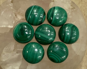Natural Green Malachite Round Cabochon, Calibrated Gemstone